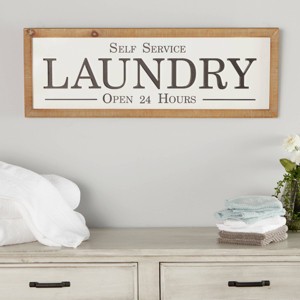 Olivia & May Metal Sign Laundry Wall Decor White: Farmhouse Style, 24-Hour Service, Metalwork Art, Indoor Decor - 1 of 4