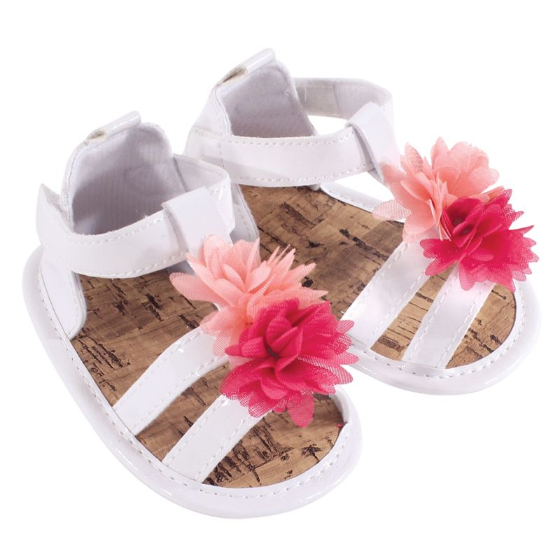 Hudson Baby Infant Girl Cotton Dress, Cardigan and Shoe 3pc Set, Bright Flamingo, 4 of 7