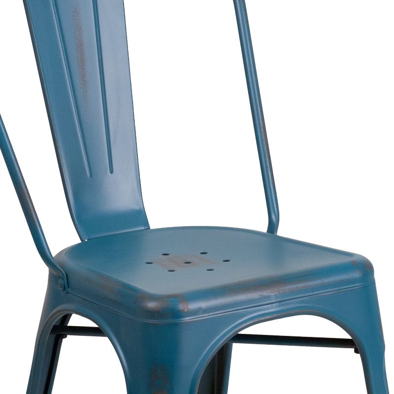 Flash Furniture Commercial Grade Distressed Metal Indoor-Outdoor Stackable Chair, 5 of 11