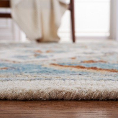 Ivory and Blue Hand-Tufted Wool Rectangular Area Rug