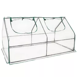 Sunnydaze Outdoor Portable Plant Shelter Mini Greenhouse with Double Zipper Doors and Cover - Clear