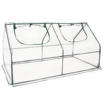 Sunnydaze Outdoor Portable Plant Shelter Mini Greenhouse with Double Zipper Doors and Cover - Clear