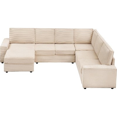 Coucheta Oversized Modular Sectional Collection - U-Shaped Convertible with Chaise & Armrests, Corduroy Sleeper, Cloud Couch Set, Multiple Colors