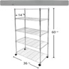 FONTOI Storage Racks, Shelving Unit with Adjustable Leveling Feet, 5-Tier Wire Storage Organizers with Wheels for Garage Kitchen, Sliver, 36"*60"*14" - 3 of 4