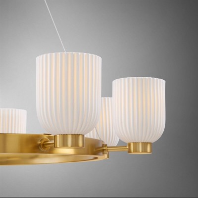 Isla Blanca 8-Light Warm Brass Chandelier with Porcelain Shades