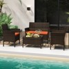 Tangkula Set of 4 Furniture Set w/ Washable Cushions & Tempered Glass Coffee Table - 2 of 4