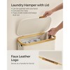 SONGMICS Laundry Hamper with Lid 3-Section Large Laundry Basket Removable Mesh Liner Bamboo Handles Collapsible - 4 of 4