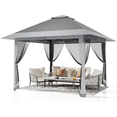 13x13 Pop-Up Canopy Tent with Mosquito Netting, Heavy Duty Gazebo with Waterproof UV Double Roof