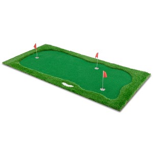 NAYSAYE Golf Trainers 10x5 FT Golf Putting Green Mat with 3 Holes Flags and Cups for Indoor Outdoor, Green, 118.11"*59.06"*1.97" - 1 of 4