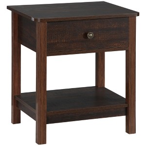 Aghana Digitals Dark Brown Vintage End Table with Drawer & Shelves - Compact Storage Side Table for - 1 of 4