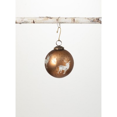 Sullivans Metallic Deer Glass Ball Ornament 4"H Brown