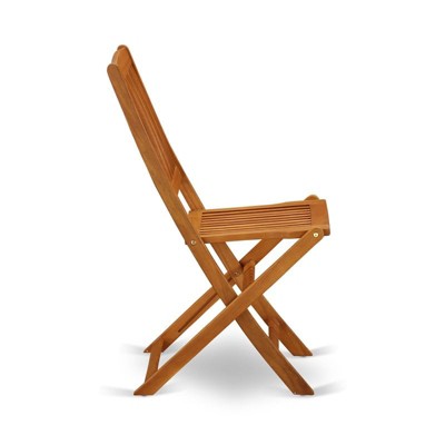 Natural Oil Acacia Wood Foldable Patio Dining Chairs, Set of 2