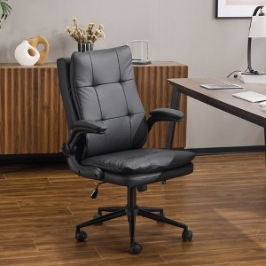 Black Cat Scratch Leather Pull-Dot Backrest Concealable Accessory with Studs Indoor Swivel Chair - 1 of 4