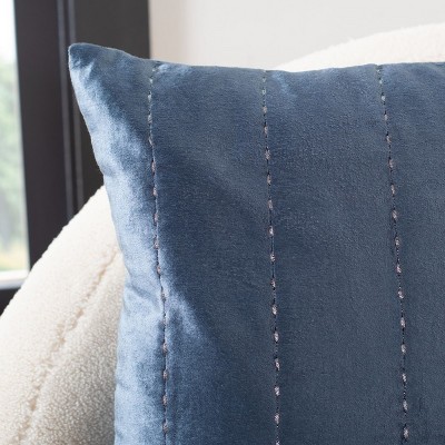 Blue and Grey Embroidered Square Throw Pillow