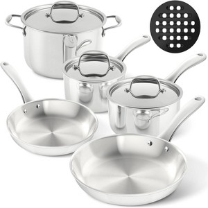 BRINJOY 9-Piece Tri-Ply Stainless Steel Cookware Set - Fully Clad Induction Compatible Pots & Pans with Glass Lids - 1 of 4