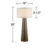 Possini Euro Design Karen Modern Table Lamp with Clear Round Riser 37 1/2" Tall Dark Gold Glass Off White Fabric Drum Shade for Bedroom Living Room - 4 of 4