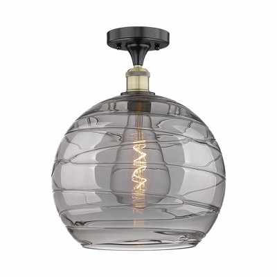 Athens Deco Swirl - 1 Light Semi-Flush Mount In Industrial Style-15.25 Inches Tall and 13.75 Inches Wide