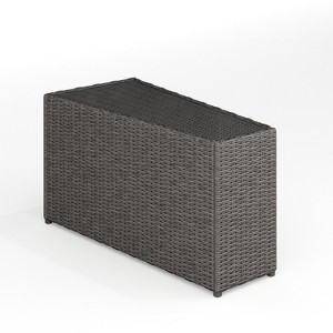 Martha Stewart Bedford Indoor-Outdoor Tapered Patio Side Table with Inset Tempered Glass Top in Rattan Wicker - 1 of 4