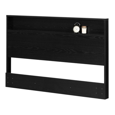 Black Oak Full/Queen Headboard with Storage Shelf