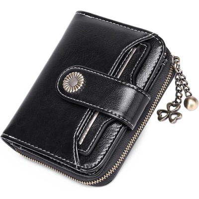 BEAFUP Women’s RFID Blocking Leather Wallet - Genuine Leather Small Bifold with Zipper Pocket & ID Window for Daily Use,Travel,Gift