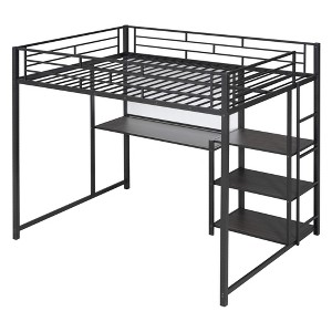 Alexoun Full Size Loft Heavy Duty Metal Bed With Desk And Storage ... - Heavy Duty Apartment Furniture Online