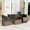 vidaXL 6 Piece Patio Sofa Set with Cushions - Gray Poly Rattan - 2 of 4