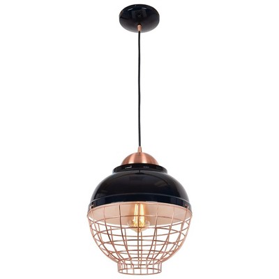 Shiny Black and Copper Glass LED Pendant Light