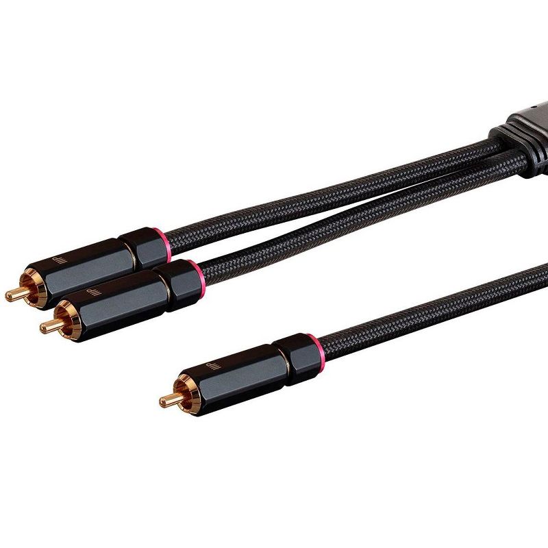Monoprice Audio Cable - 6 Feet - Black | RCA to 2 RCA Pigtail Cable, Male to Male, Gold Plated Connectors, Double Shielded With Copper Braiding - Onix, 1 of 7