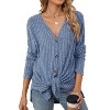 Womens Cardigan V Neck Long Sleeve Twist Front Button Up Sweater Cardigan - 3 of 4