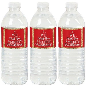 Big Dot of Happiness Red and Gold Friendsmas - Friends Christmas Party Water Bottle Sticker Labels - Set of 20 - 1 of 4