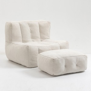 Cesicia 36.6 in-W x 38.6 in-D x 30.1 in-H Black Velvet Bean Bag Seats With Ottoman - 1 of 4