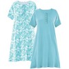 Collections Etc 2-Pack Pretty Paisley Print Short-Sleeve Henley Gown - 3 of 4