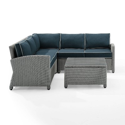 Crosley 4pc Bradenton Steel Outdoor Patio Sectional Sofa Furniture Set