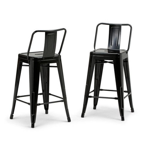Simplihome 24 Inch Metal Counter Stool Rayne Black Set Of 2