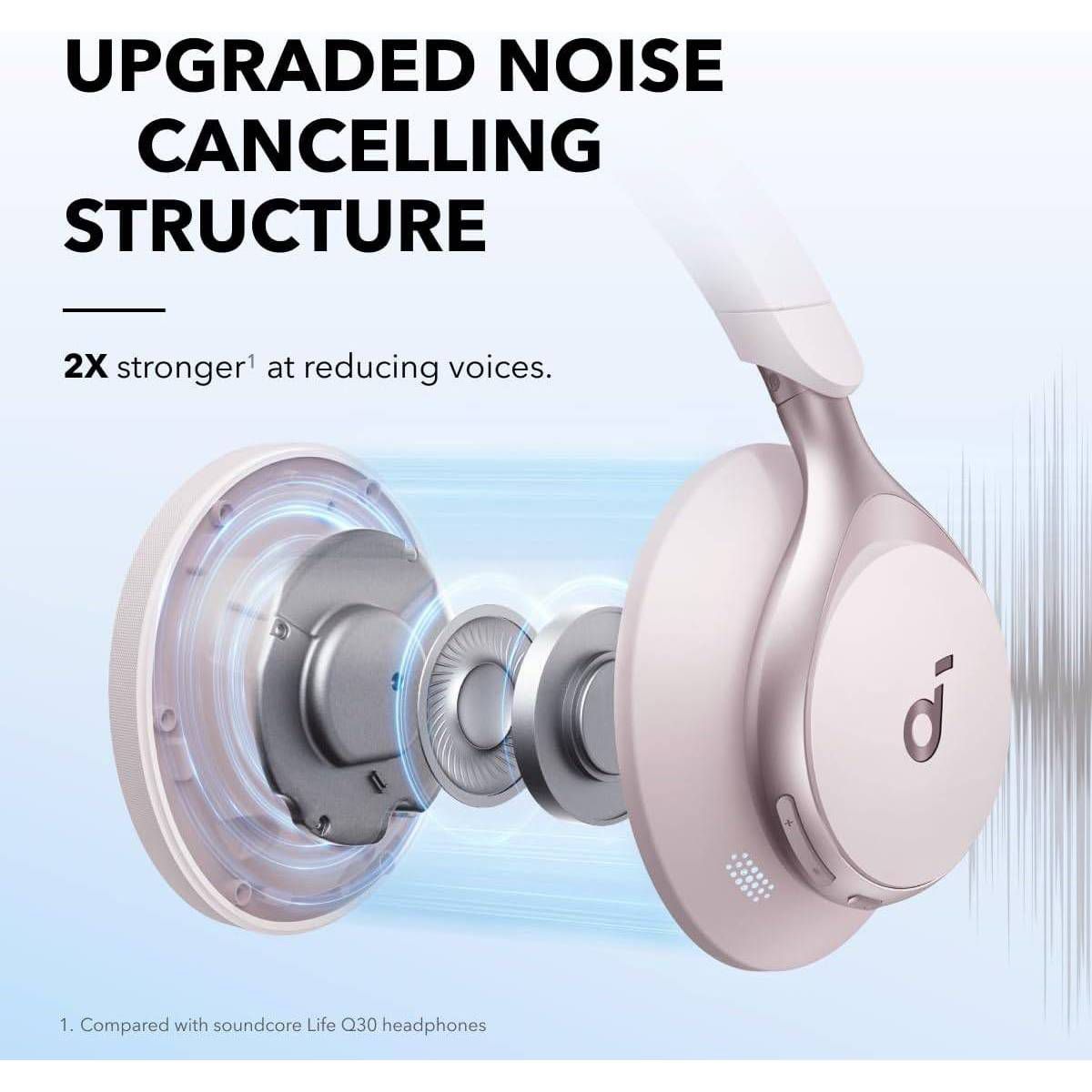 Anker Soundcore Space One Over-Ear Hi-Res Bluetooth Headphones with Adaptive Noise Cancelling and 40H of ANC Playtime - Pink - thumbnail 2