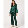 Allegra K Women's Satin Button Down Sleepshirt with Pants Sleepwear Pajama Set - 2 of 4