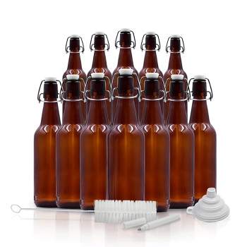 Nevlers Airtight Swing Top Bottles - Amber Glass 16oz (12pk)