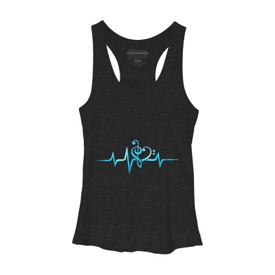 Women's Design By Humans Music Clef Heart Beat Treble Base By BaoMinh Racerback Tank Top