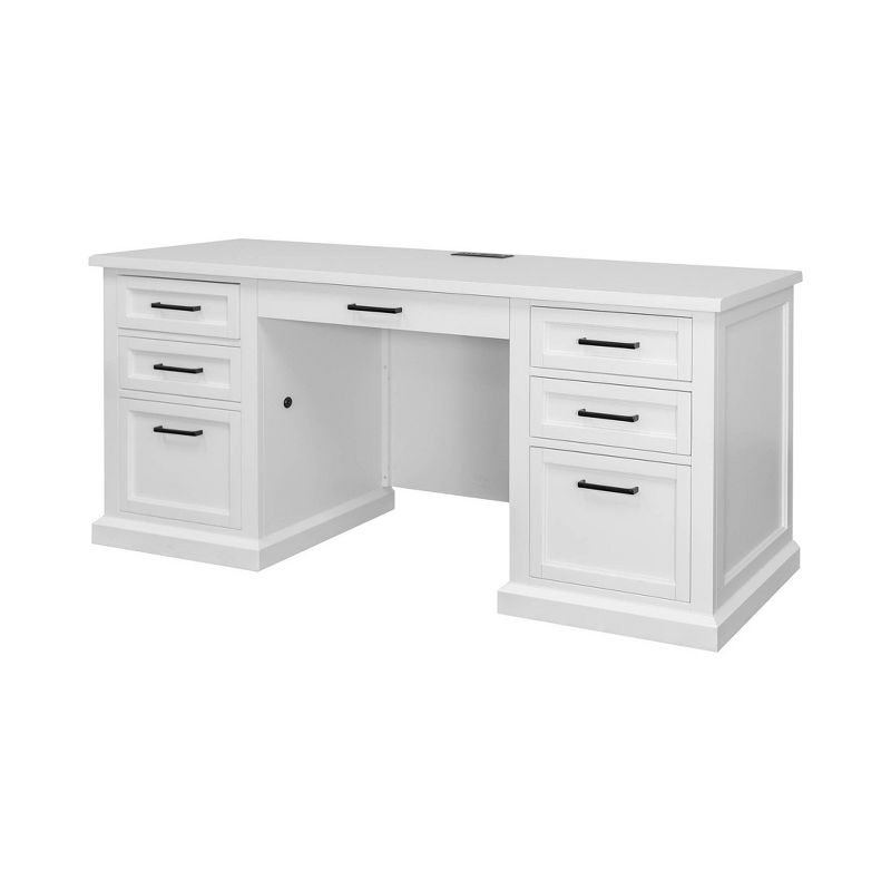 Modern Wood Credenza Desk Fully Assembled White Finish - Abby Collection - Martin Furniture, 2 of 11