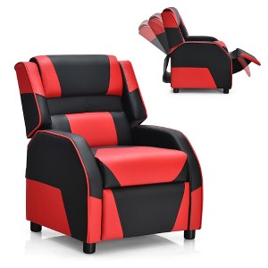 Costway Kids Youth Gaming Sofa Recliner w/Headrest & Footrest PU Leather Yellow\White\Blue\Pink - 1 of 4