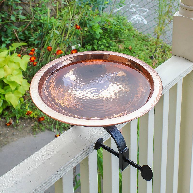 8.2&#34; Hammered Copper Birdbath with Over Rail Bracket Polished Copper Plated - Achla Designs, 4 of 5