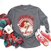 Simply Sage Market Women's Christmas Vibes Santa Checkered Long Sleeve Garment Dyed Tee - 3 of 4