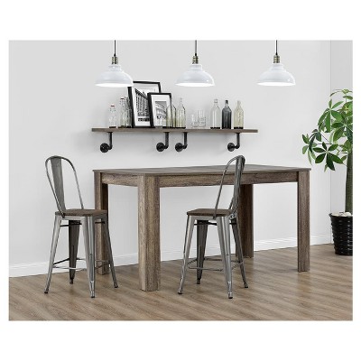 Luxor 30" Gray Industrial Counter Stool with Wood Seat - Set of 2