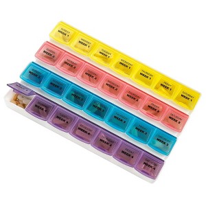 MEDca Monthly Pill Organizer: 28 Day Planner to Separate Pills & Vitamins Week to Week, Travel Medication Reminder Daily Monday to Sunday Compartments - 1 of 4