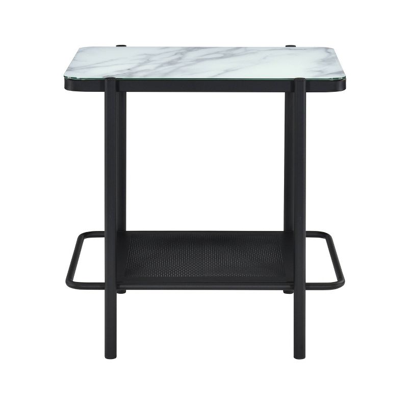 Avalan Glass Top Contemporary End Table Black Coating/White - miBasics, 6 of 8