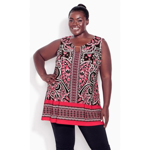 Avenue| Women's Plus Size Adalyn Keyhole Top - Red - 30w : Target