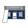 Max & Lily Twin over Twin Low Bunk Bed with Slide and Curtain for Kids - 3 of 4