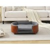 Spassway Dark Gray Oval Velvet Pet Bed with Cushion Solid Wood Frame Dog Bed for Medium and Large Dogs Comfy Dog Couch Sofa for Dogs Cats S/M/L - 3 of 4