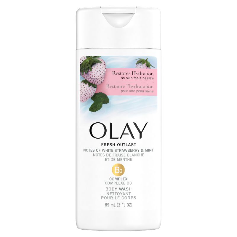 Olay Fresh Outlast Cooling Body Wash White Strawberry &#38; Mint - Trial Size - 3 fl oz, 1 of 8