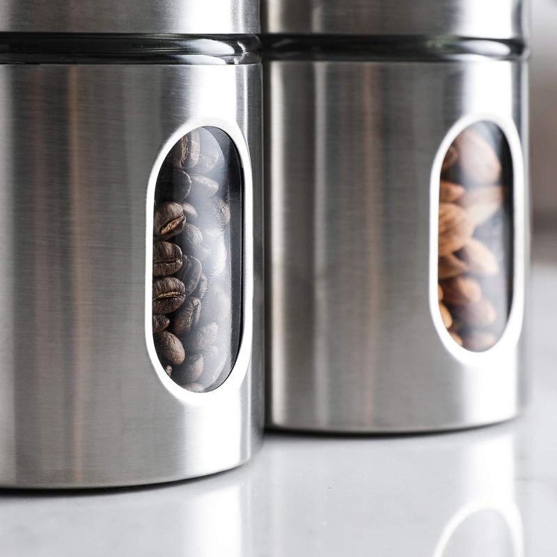 WHOLE HOUSEWARES Brushed Stainless Steel and Glass Canister with Window for Spices, 3 of 5